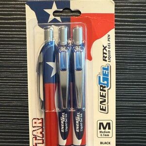 Pentel EnerGel RTX Medium 0.7 Liquid Gel Pen 3 LONE STAR STATE Design.